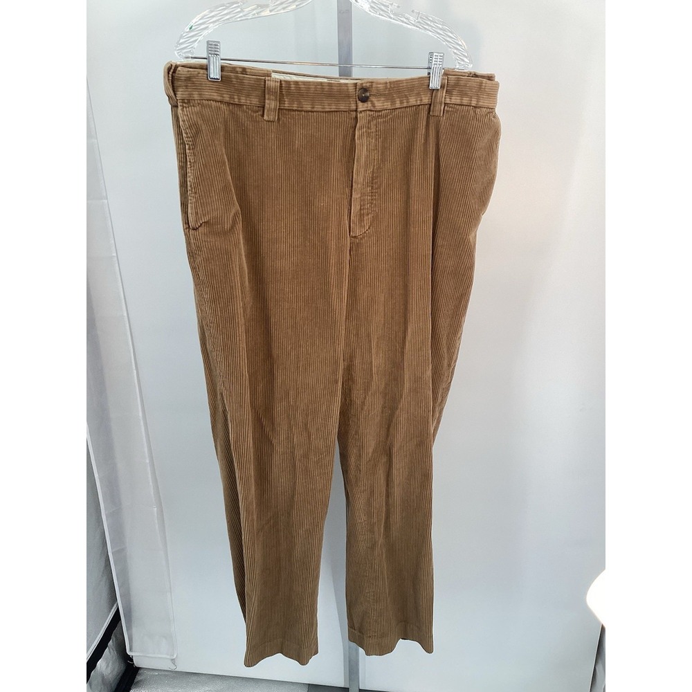 Men's L.L. Bean Flat Front Corduroy Pants Comfort Waist 38x33‎ Brown #285259